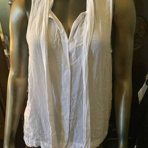 cloth & stone White Sleeveless Button-Front Gauze Blouse